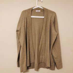 Calvin Klein Tan Open Front Cardigan size L